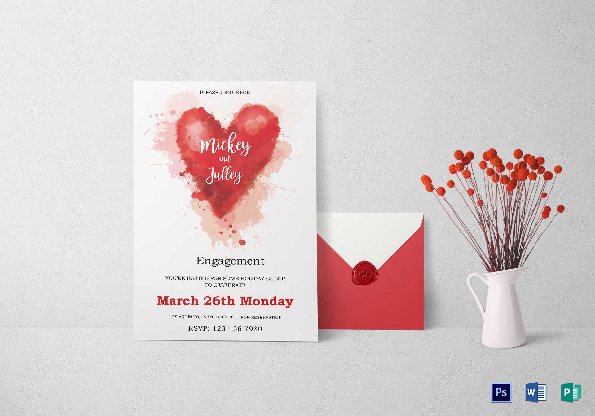 Colorful Engagement Invitation Card Template Pertaining To Engagement Invitation Card Template