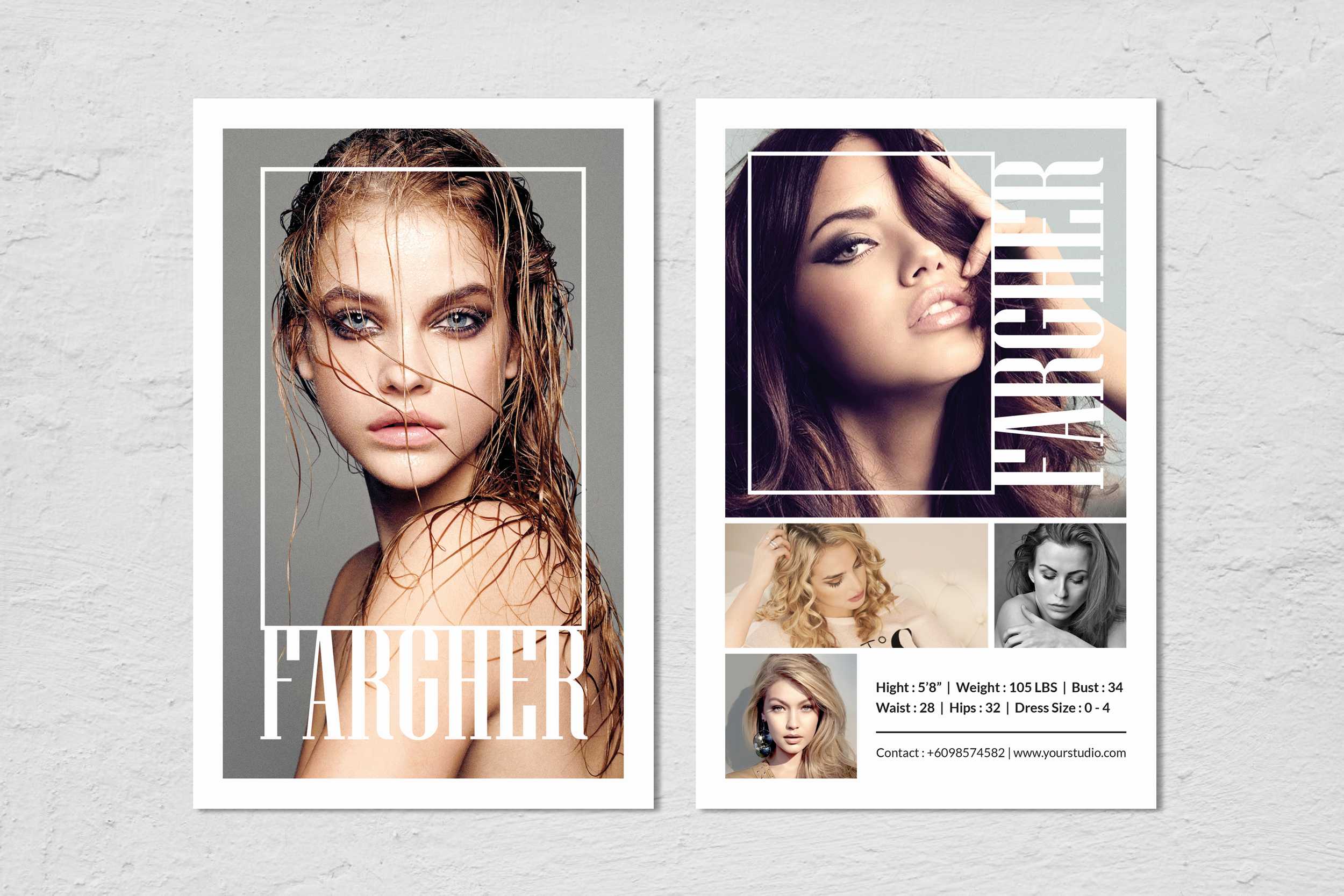 Free Model Comp Card Template Psd - Business Professional Templates