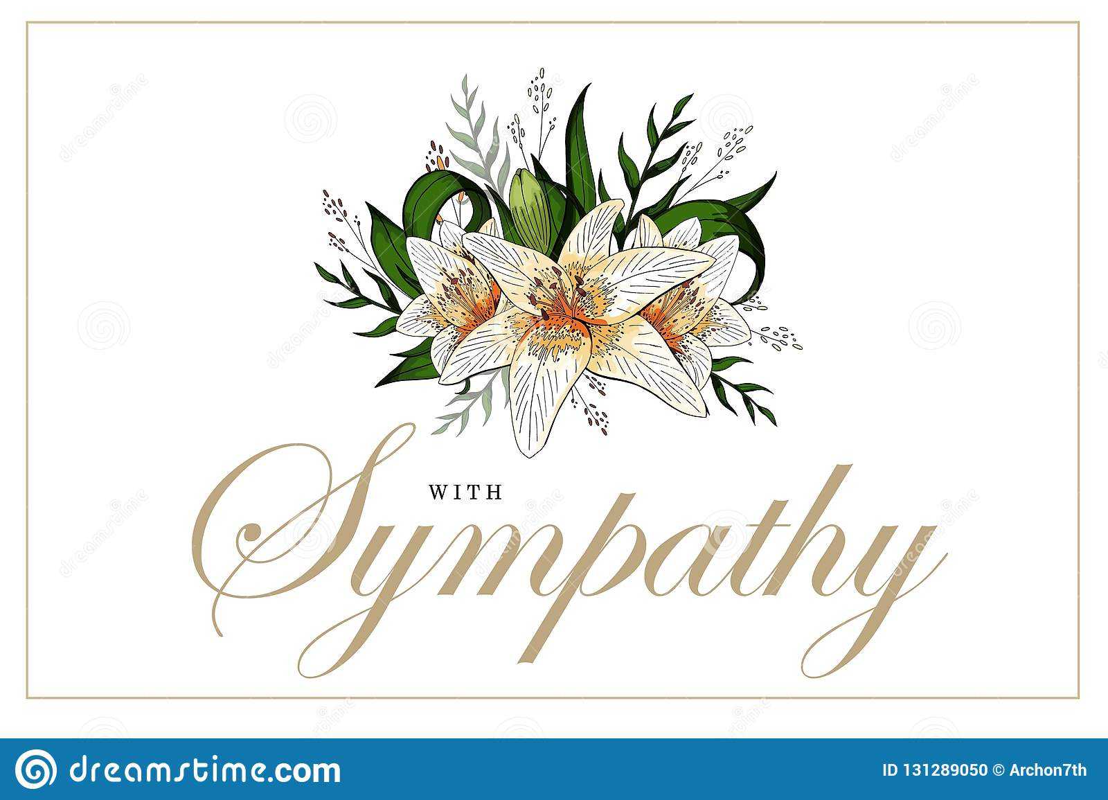 Condolences Sympathy Card Floral Lily Bouquet And Lettering Pertaining To Sorry For Your Loss Card Template