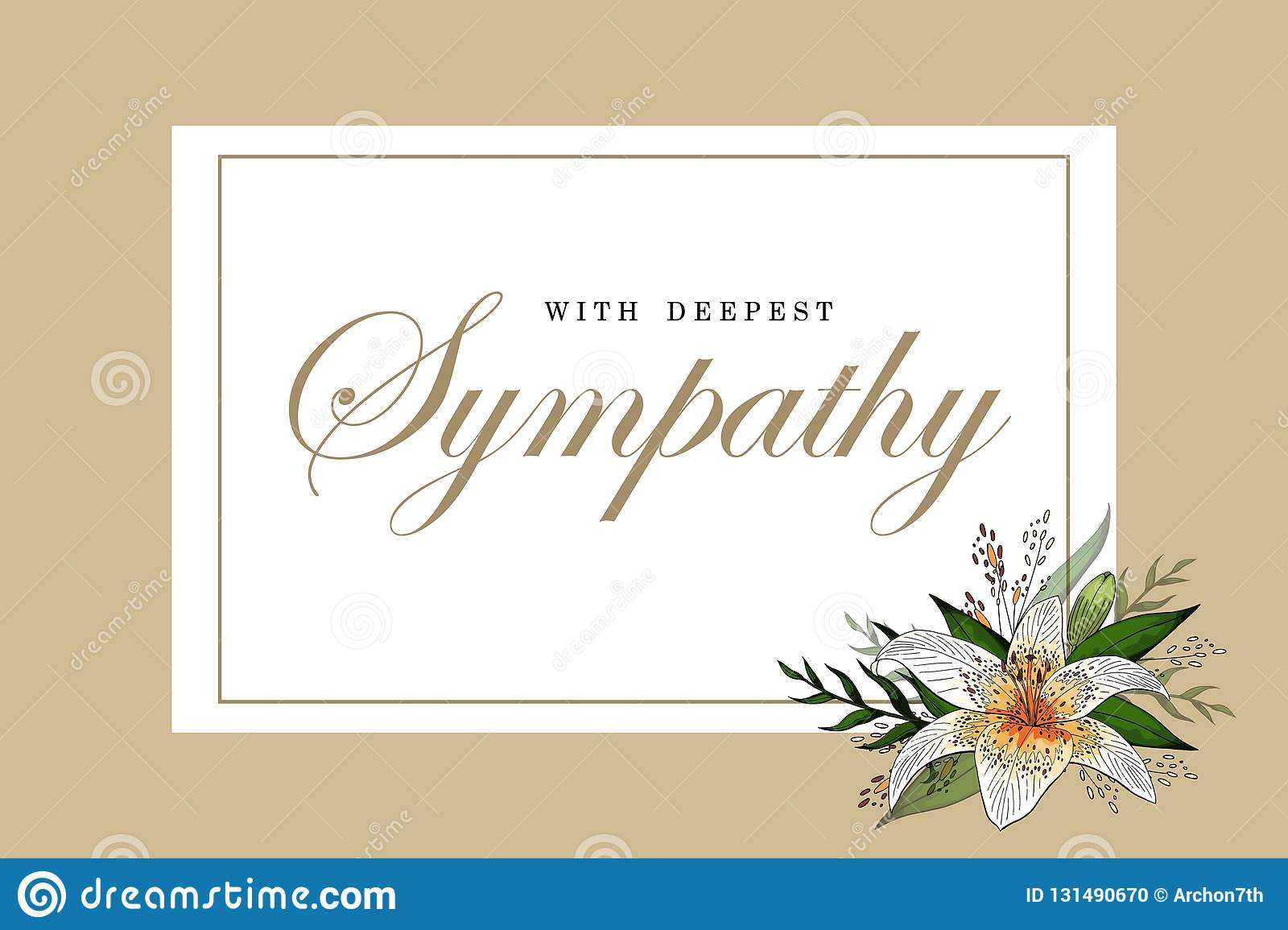 Condolences Sympathy Card Floral Lily Bouquet And Lettering Regarding Sorry For Your Loss Card Template