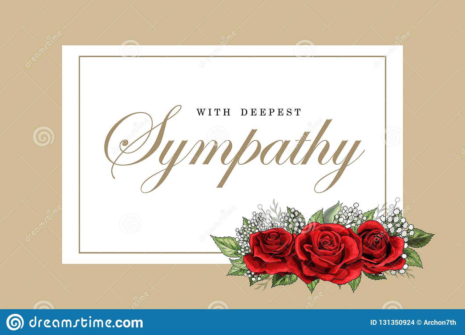 Condolences Sympathy Card Floral Red Roses Bouquet And In Sympathy Card Template
