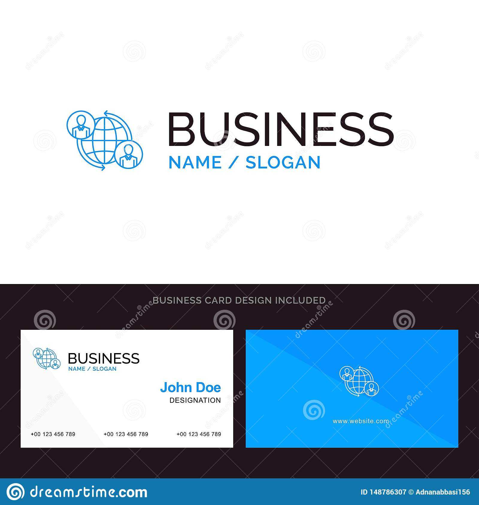 Connected, Connections, User, Internet, Global Blue Business For Networking Card Template