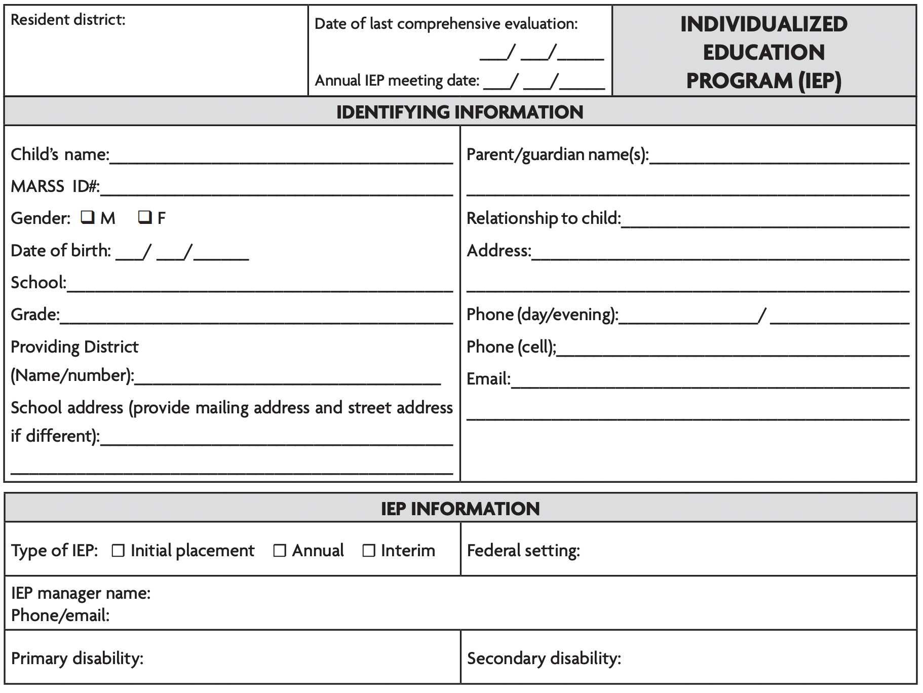Content Of The Iep – Pacer Center In Daily Report Card Template For Adhd