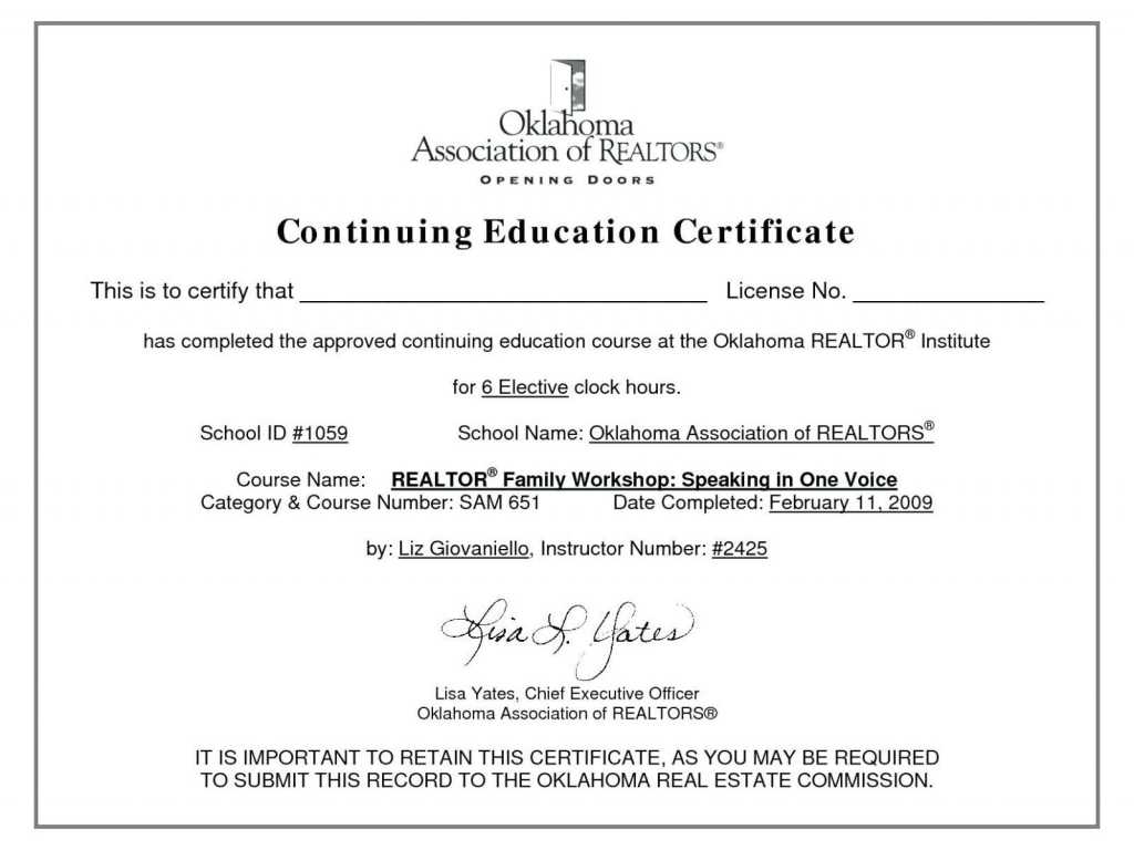 Continuing Education Certificate Template - Falep.midnightpig.co Regarding Continuing Education Certificate Template