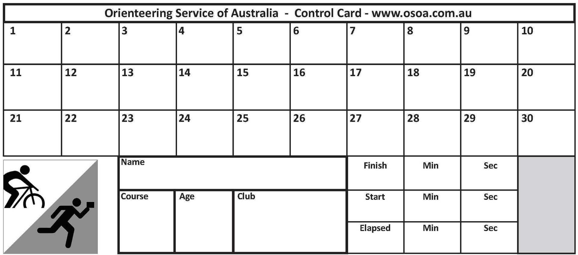 Control Cards - 30 Punch Squares (Pack Of 100) Within Orienteering Control Card Template