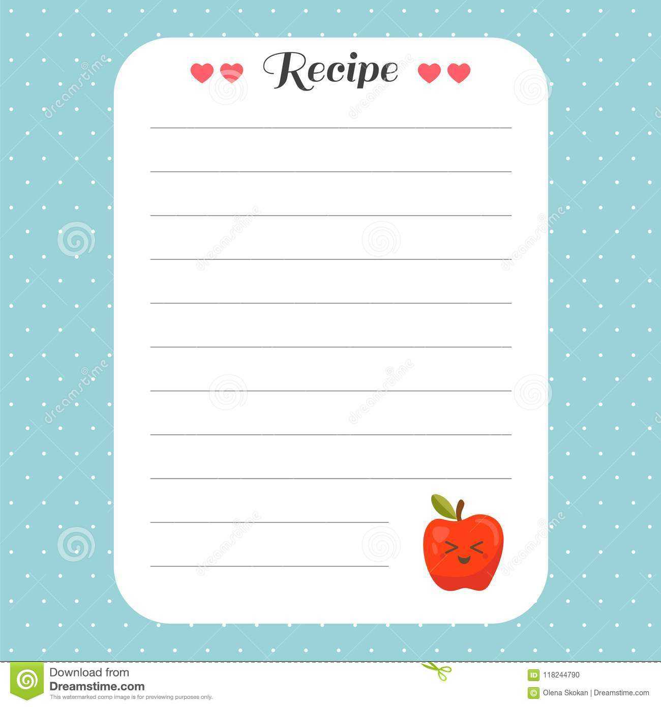 Cookbook Template Page. Recipe Card Template. For Restaurant With Restaurant Recipe Card Template