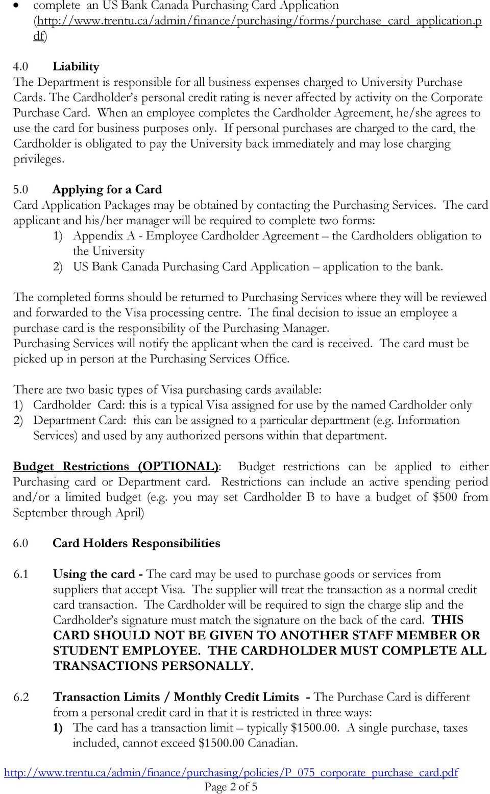 Corporate Purchase Pur – Pdf Free Download In Corporate Credit Card Agreement Template