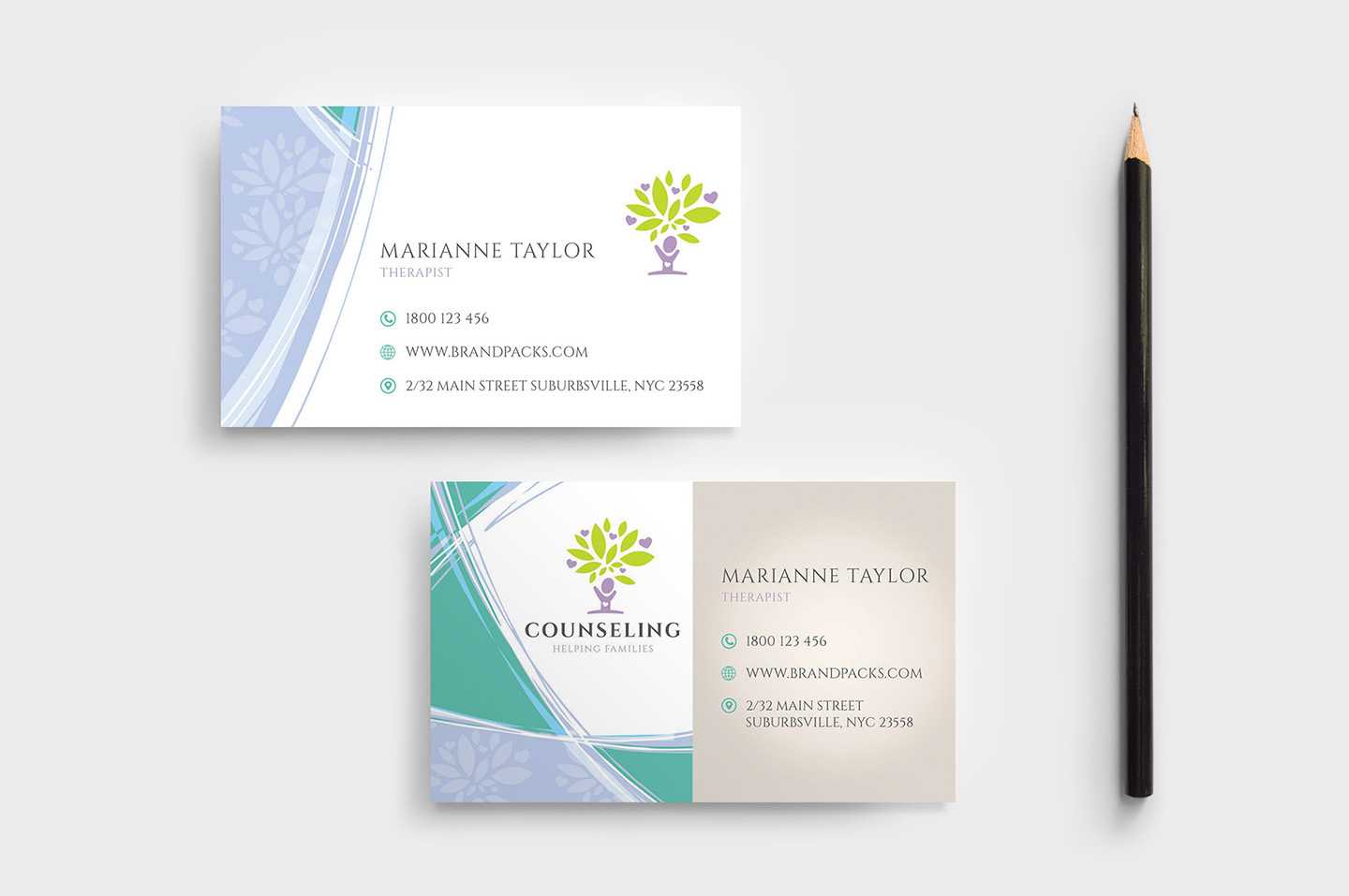 Counselling Service Business Card Template In Psd, Ai Pertaining To Business Cards For Teachers Templates Free