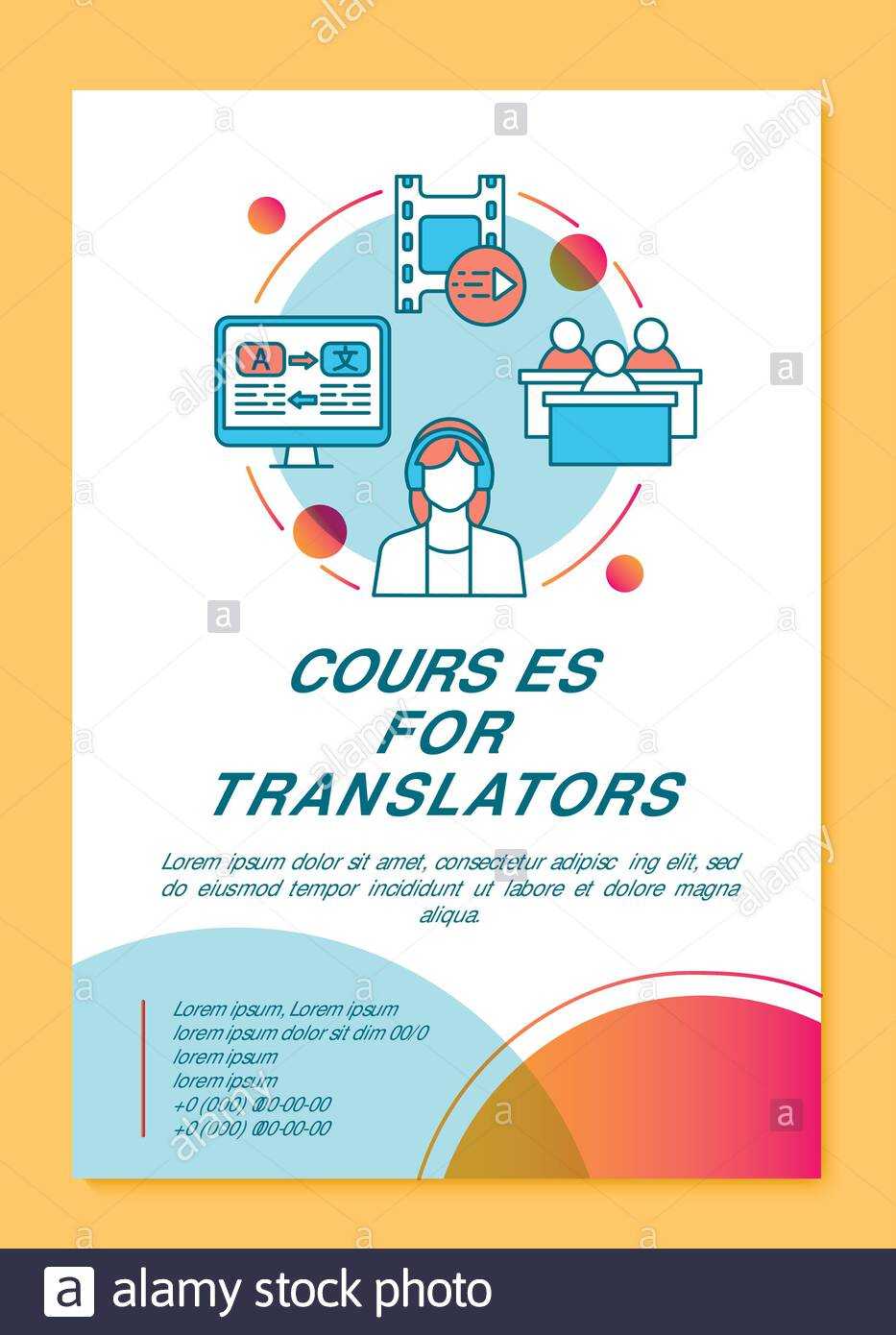 Courses For Translators Brochure Template Layout. Translator Within Training Brochure Template