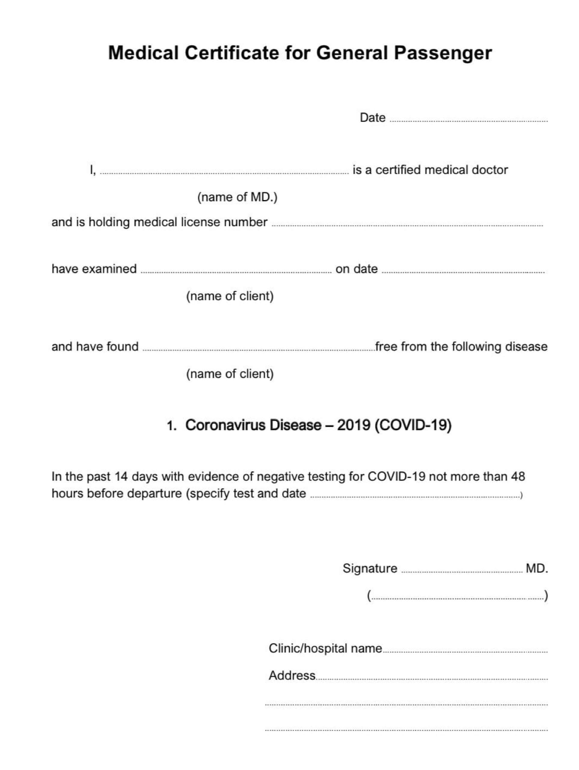 Covid19 Medical Certificate Fit To Fly | Templates At With Regard To Fake Medical Certificate Template Download