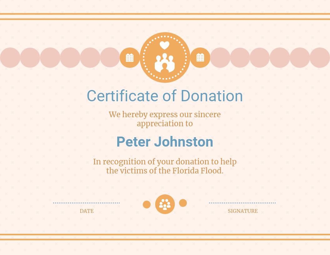 Cream Donation Appreciation Certificate Template With Donation Certificate Template