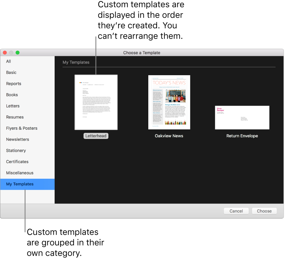 Create A Custom Template In Pages On Mac – Apple Support Throughout Certificate Template For Pages