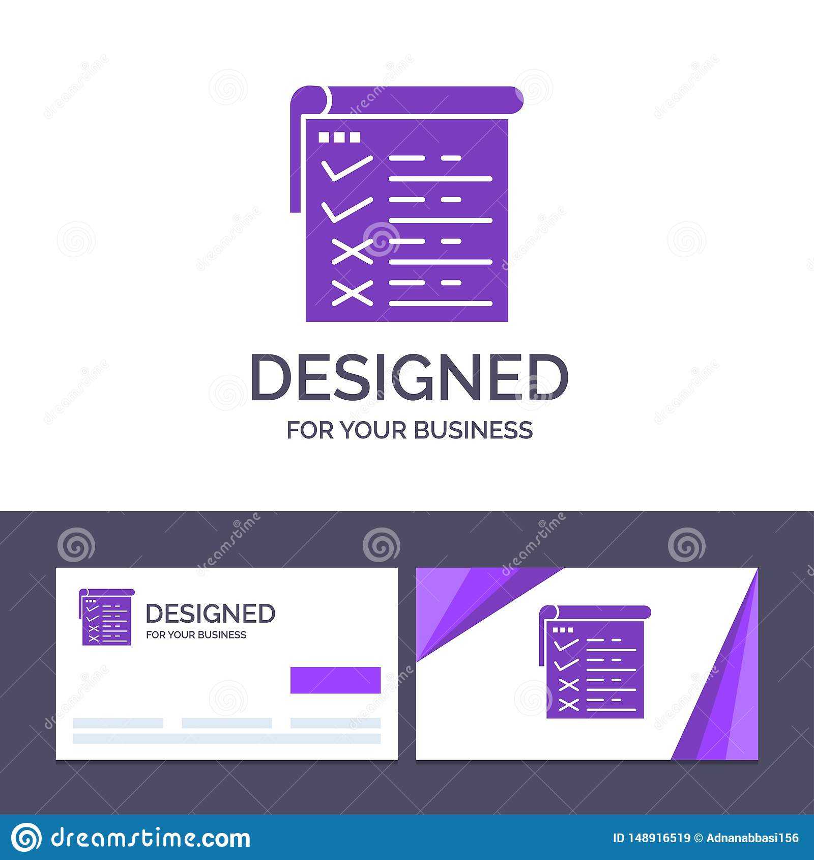 Creative Business Card And Logo Template Checklist, Testing Inside Acceptance Card Template