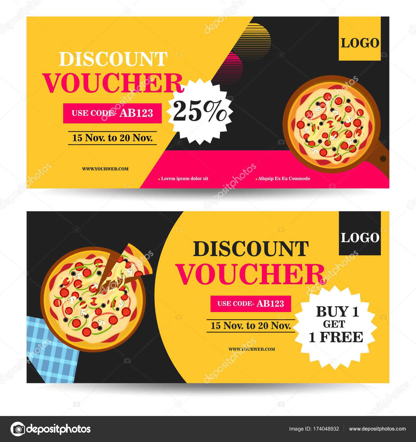 Creative Discount Voucher, Gift Card Or Coupon Template With Pizza Gift Certificate Template