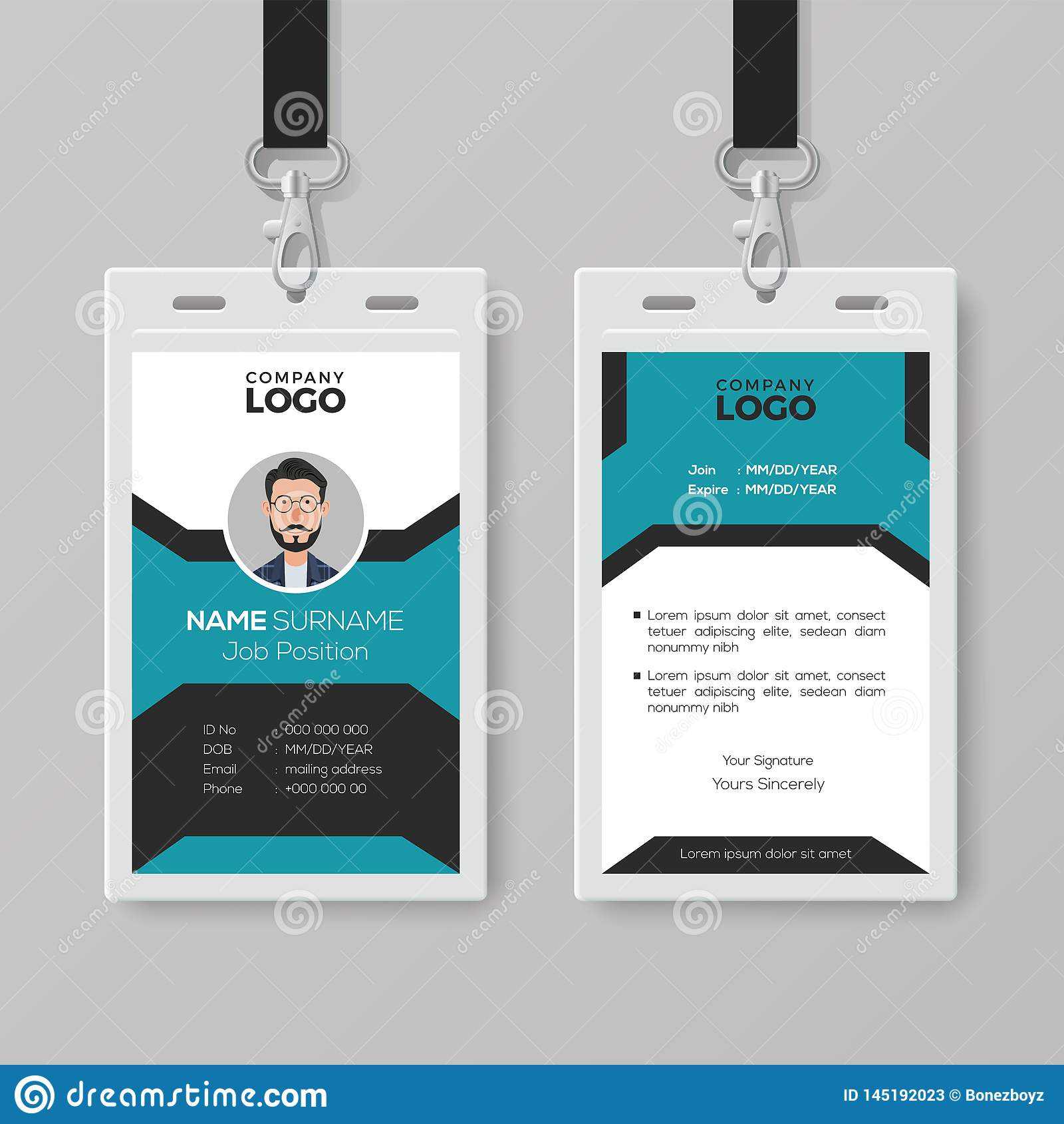 Creative Employee Id Card Template Stock Vector Regarding Pvc Card Template