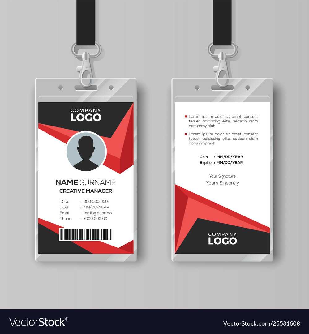Creative Id Card Template With Black And Red Intended For Template For Id Card Free Download