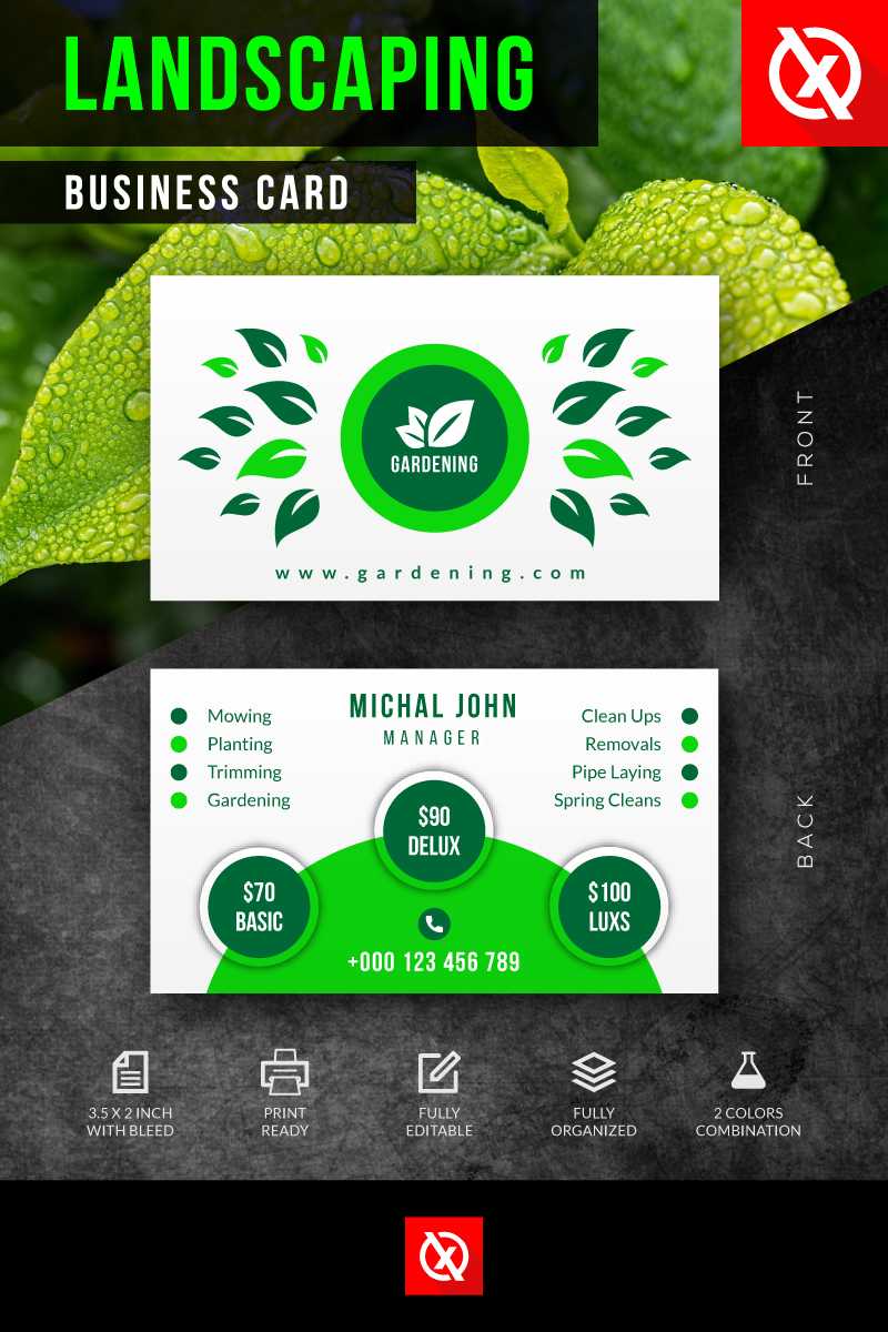 Creative Landscaping Business Card Corporate Identity Template For Landscaping Business Card Template