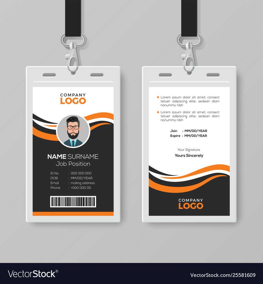 Creative Modern Id Card Template With Orange In Sample Of Id Card Template