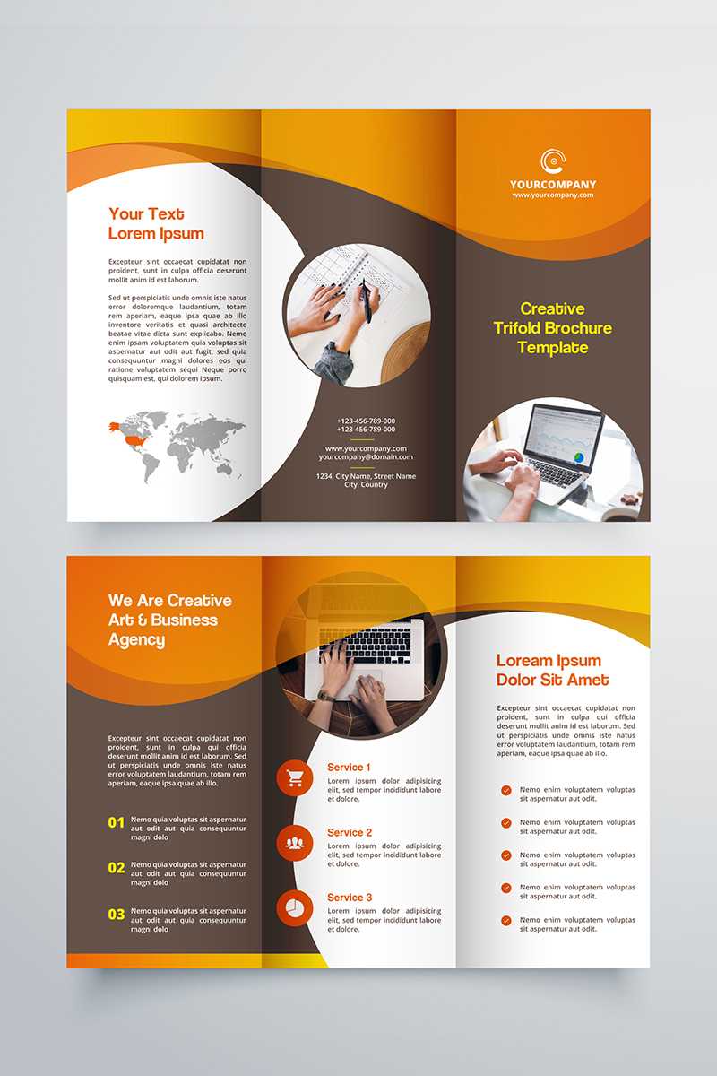 Creative Trifold Brochure Template. 2 Color Styles №80614 Within Three Panel Brochure Template