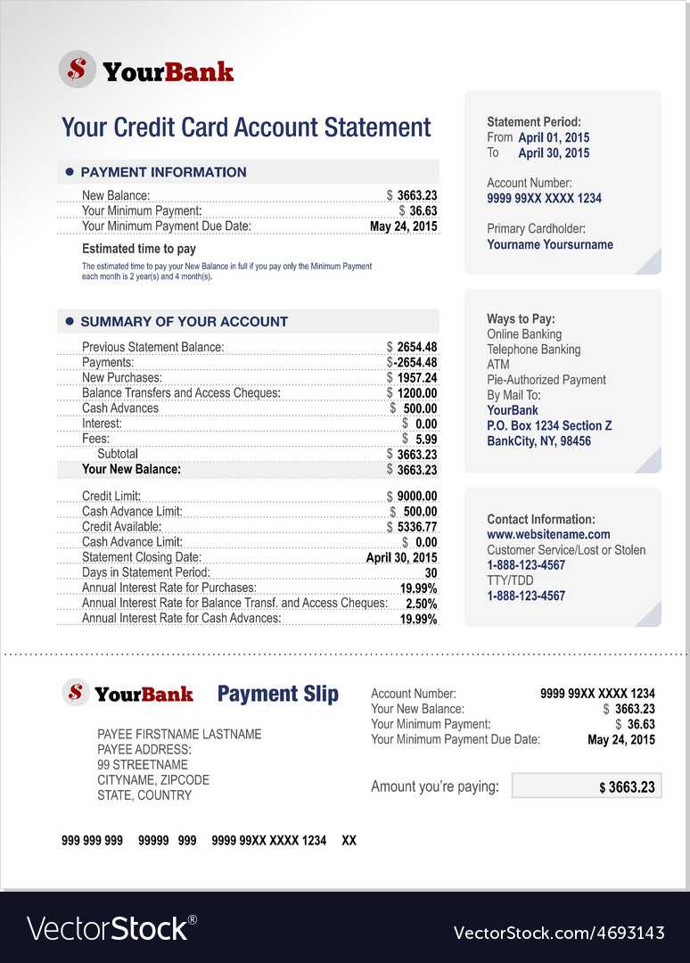 Credit Card Bank Account Statement Template For Credit Card Statement Template