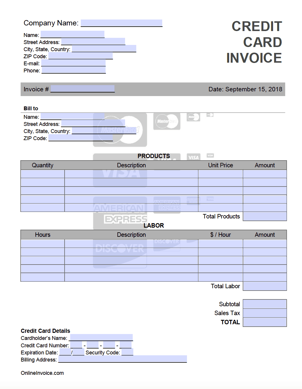 Credit Card Invoice Template – Onlineinvoice Regarding Credit Card Bill Template