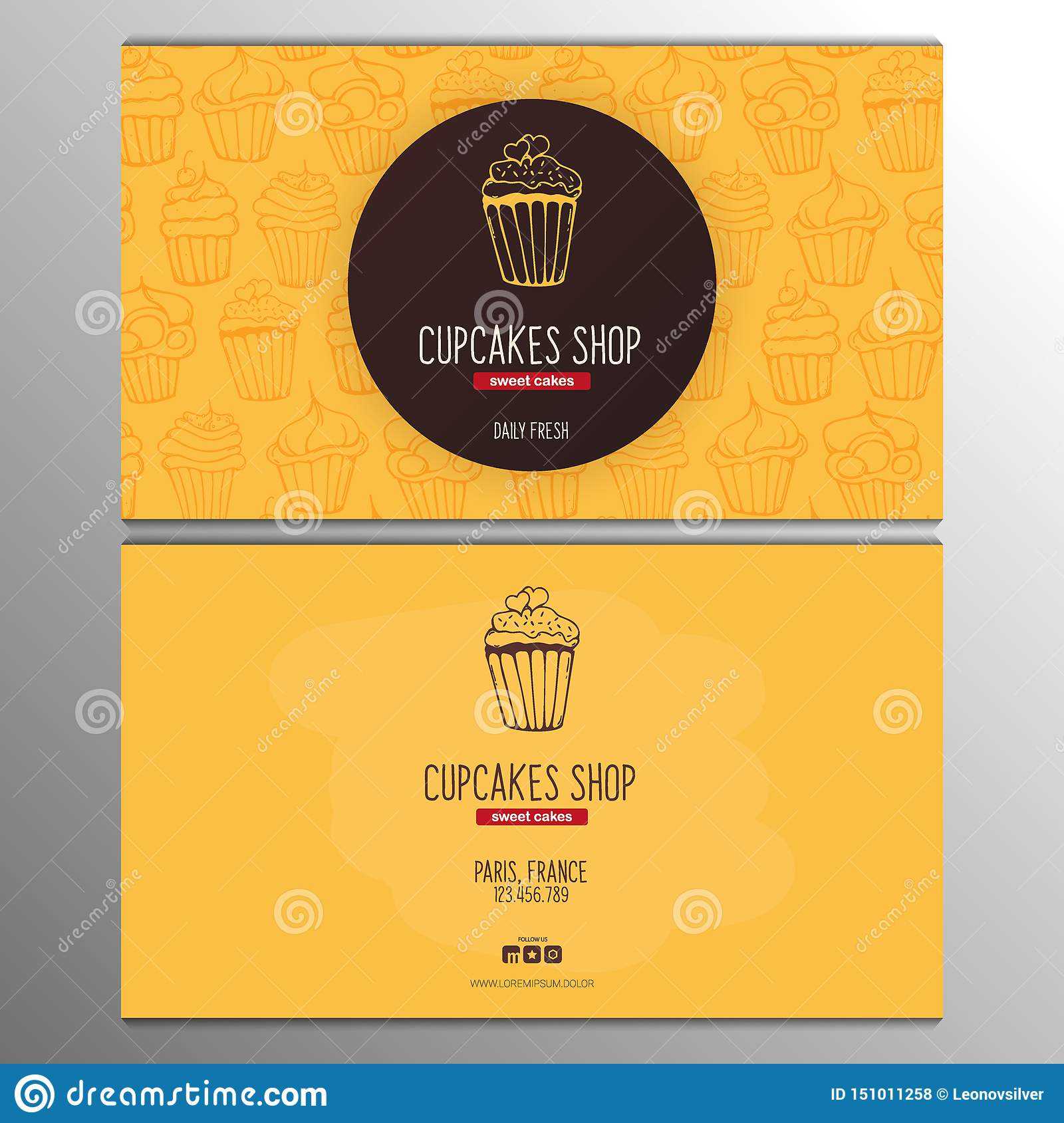 Cupcake Or Cake Business Card Template For Bakery Or Pastry In Cake Business Cards Templates Free