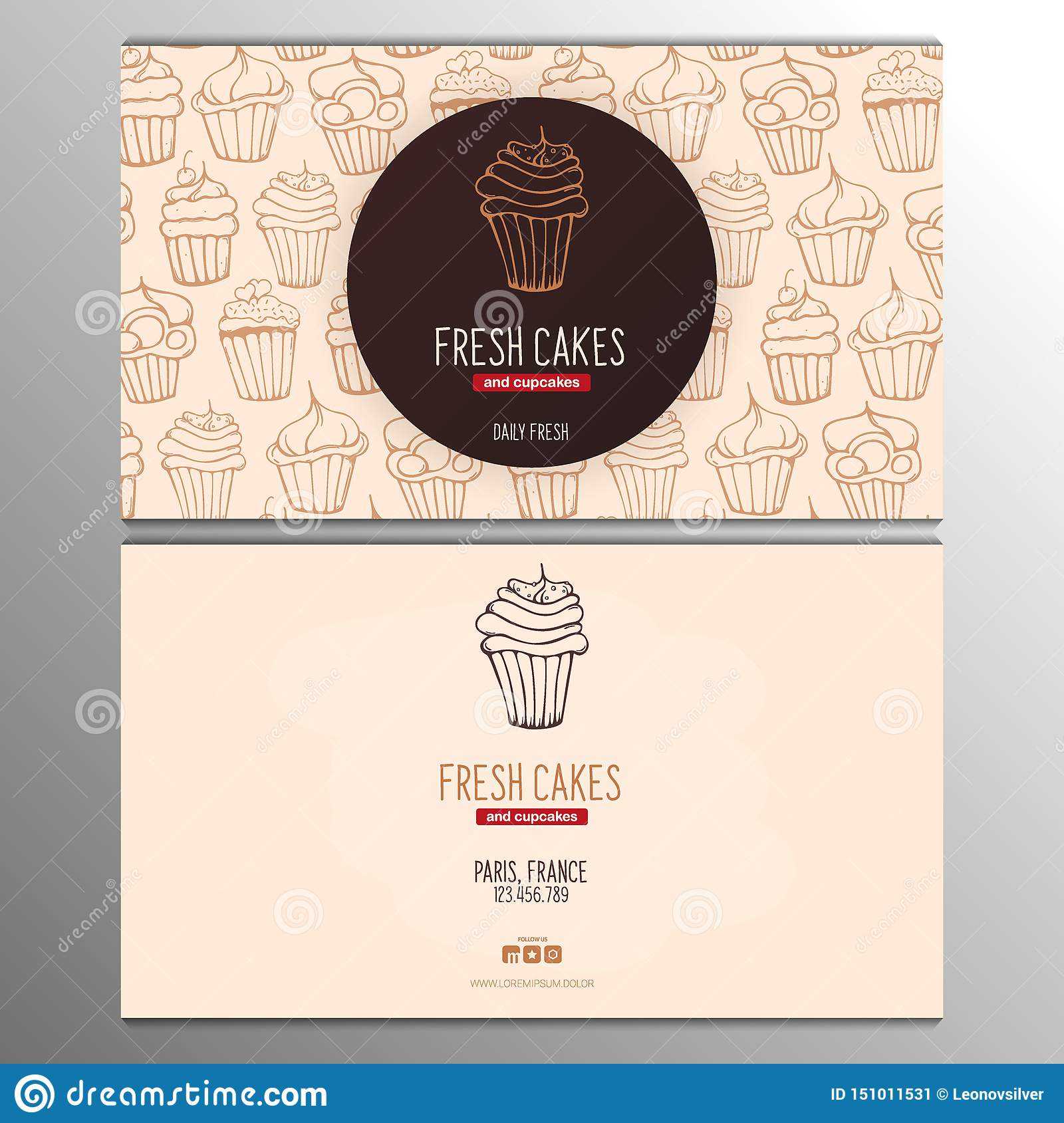 Cupcake Or Cake Business Card Template For Bakery Or Pastry With Cake Business Cards Templates Free