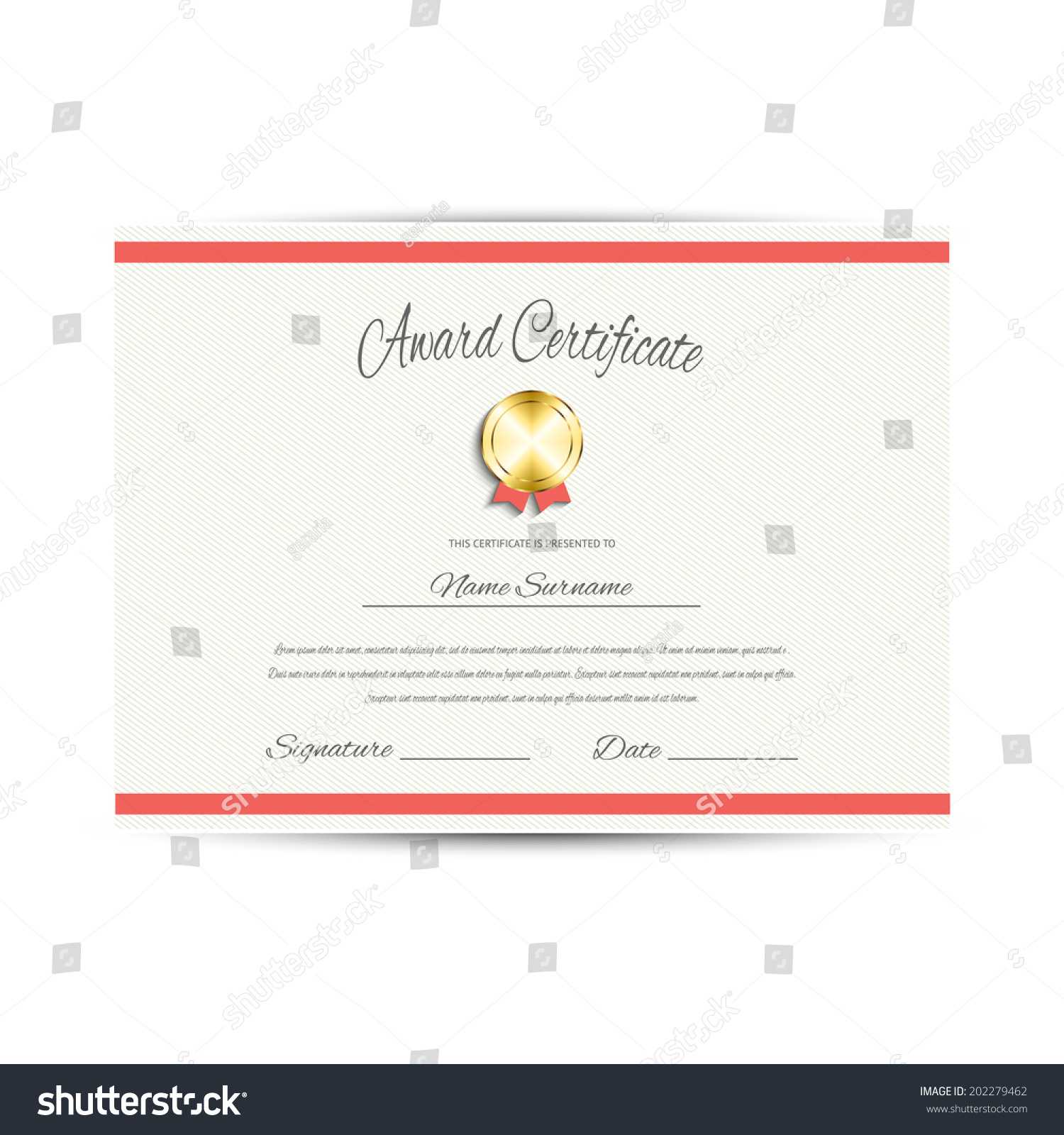 Стоковая Векторная Графика «Award Certificate Design In Award Certificate Design Template