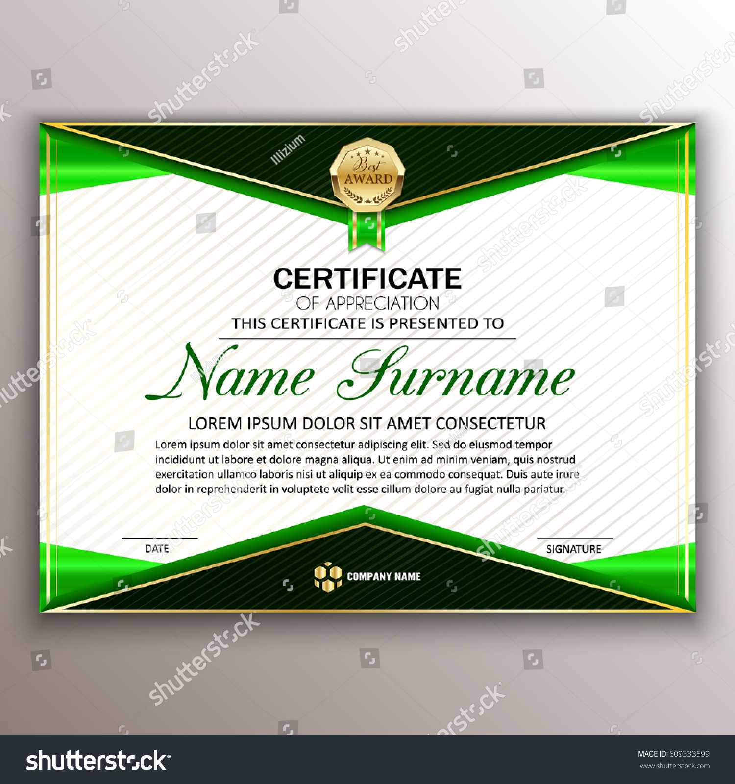 Стоковая Векторная Графика «Beautiful Certificate Template Within Professional Award Certificate Template