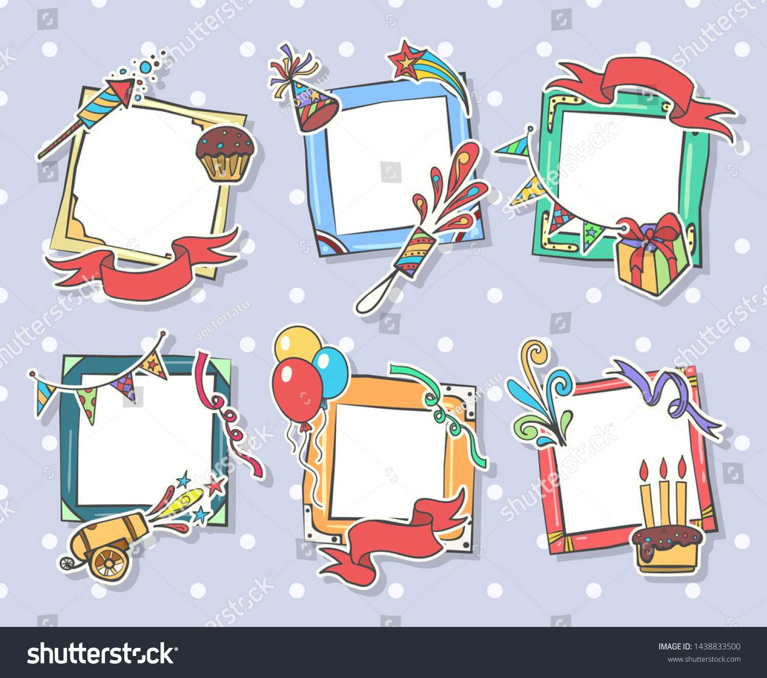 Стоковая Векторная Графика «Creative Birthday Frames Kids Regarding Birthday Card Collage Template