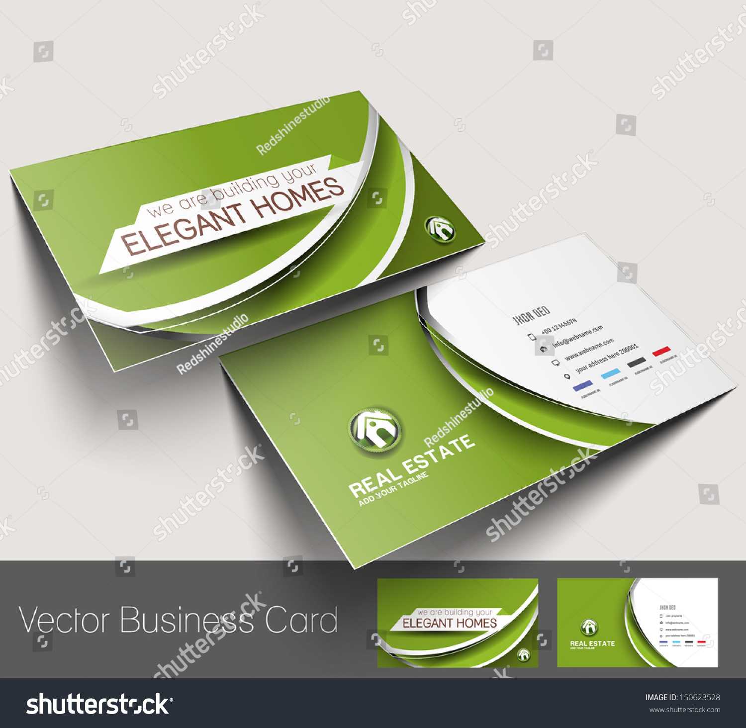 Стоковая Векторная Графика «Real Estate Agent Business Card With Real Estate Agent Business Card Template