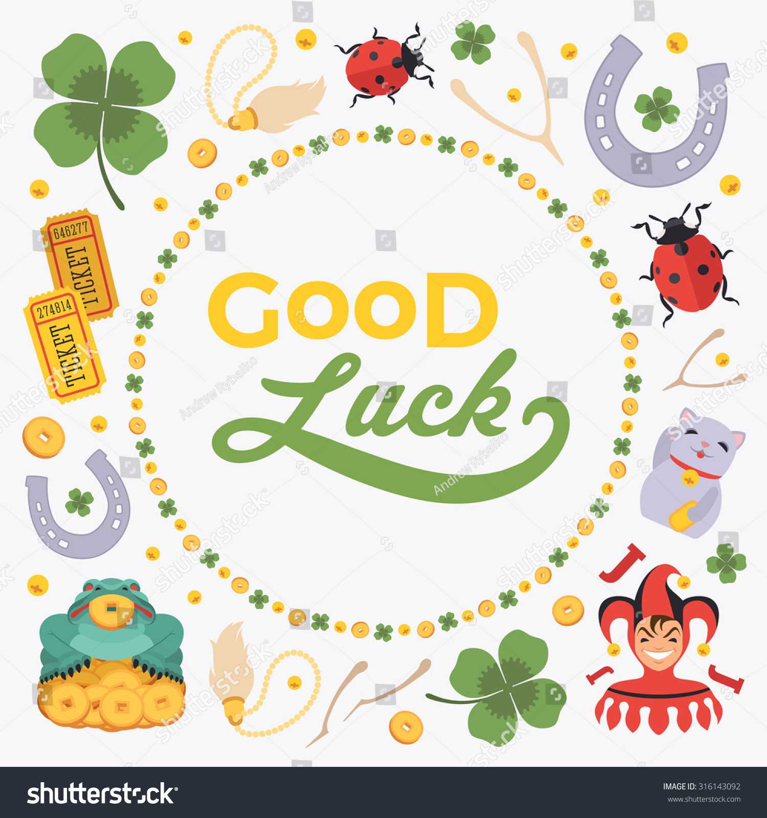 Стоковая Векторная Графика «Vector Decorating Design Made Within Good Luck Card Template