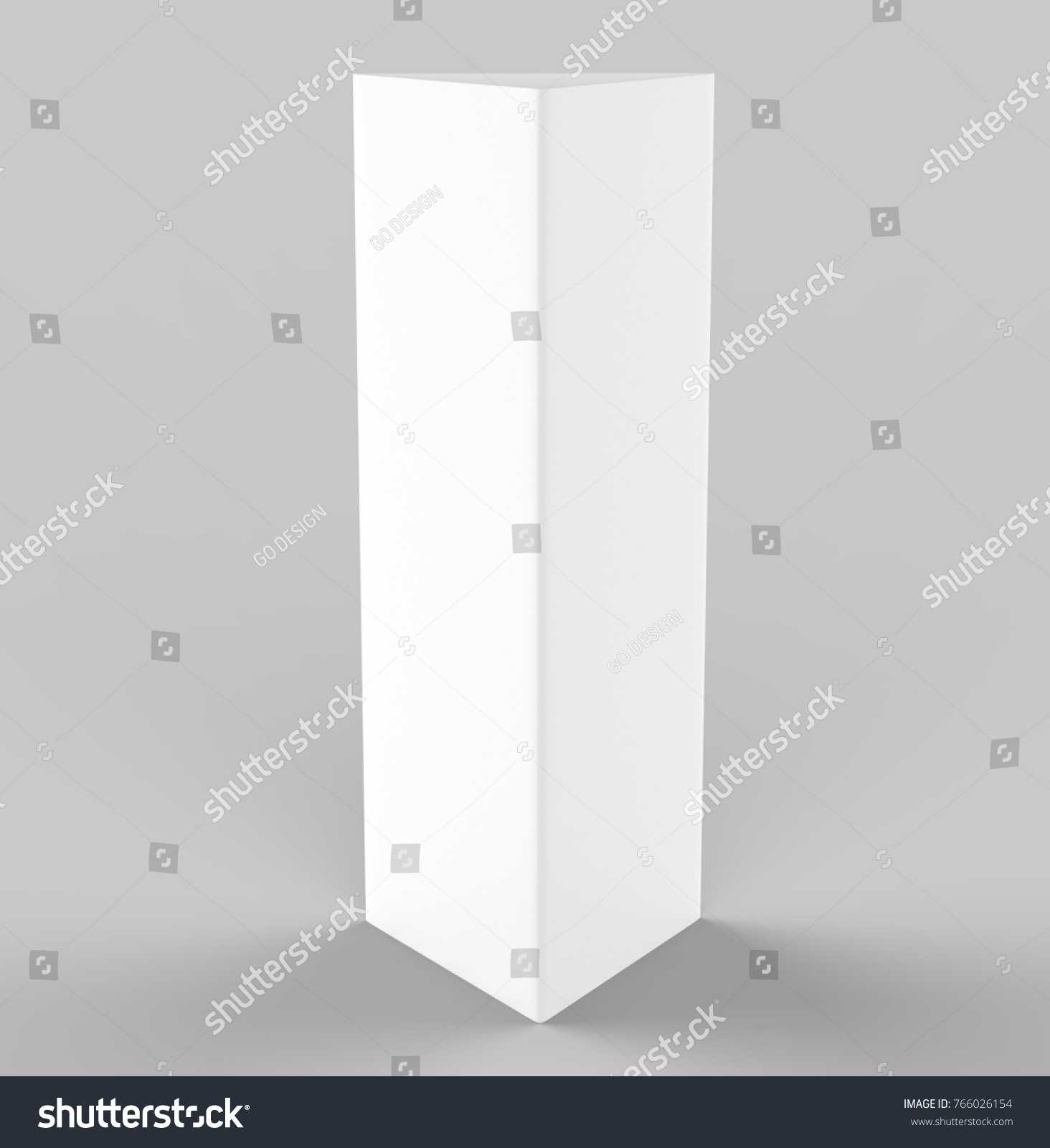 Стоковая Иллюстрация «White Blank Empty Paper Trifold Table Throughout Tri Fold Tent Card Template