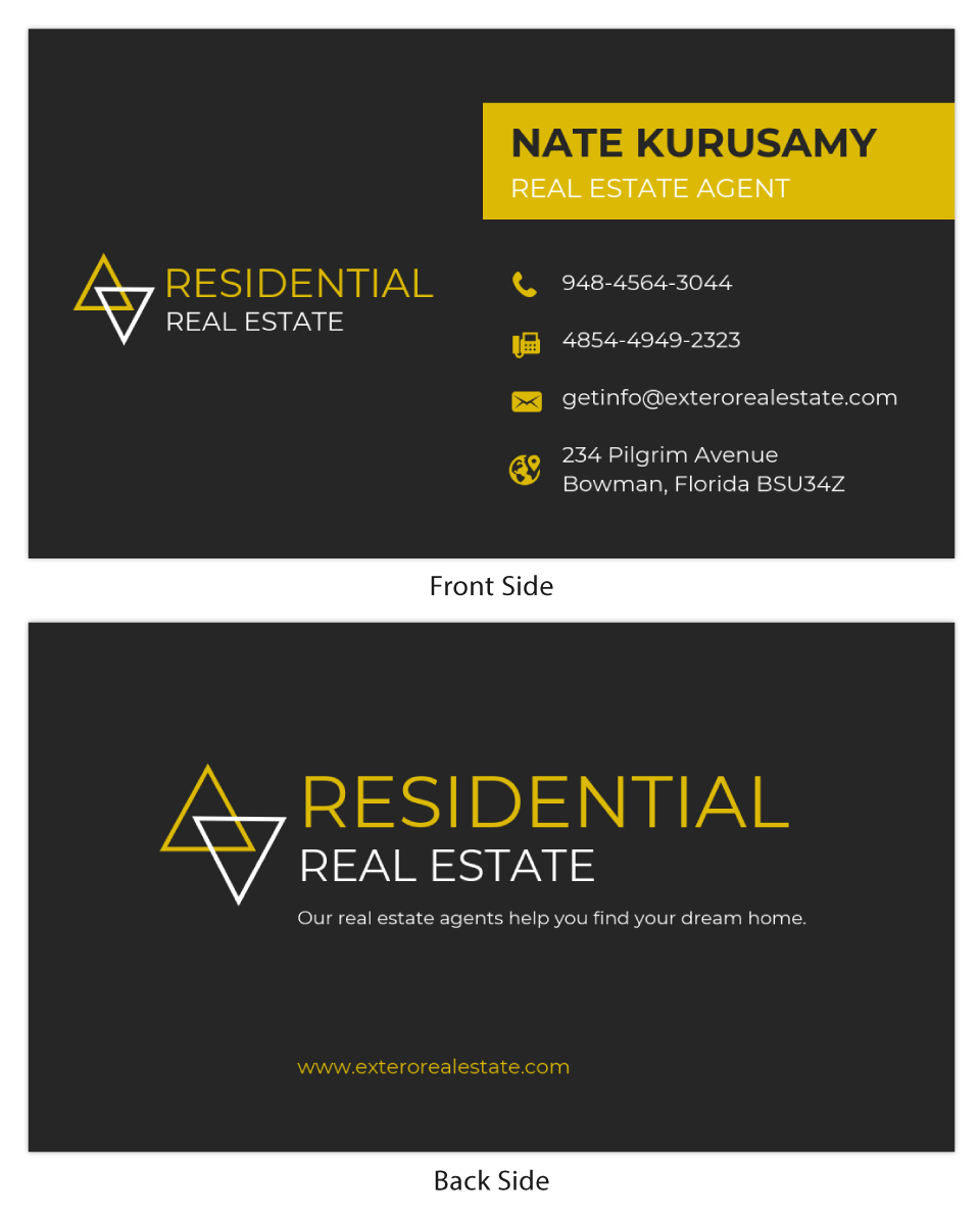 Dark Real Estate Business Card Template Intended For Dog Grooming Record Card Template