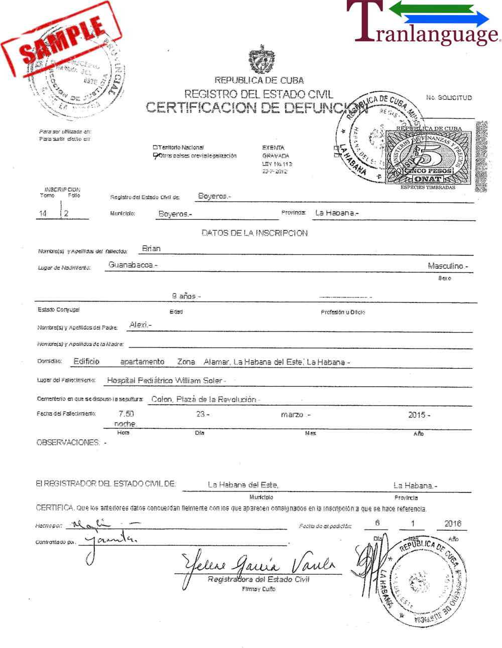 Death Certificate Cuba Iii Regarding Death Certificate Translation Template