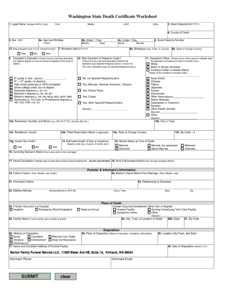 Death Deed Form In Washington State – Fill Online, Printable In Baby Death Certificate Template