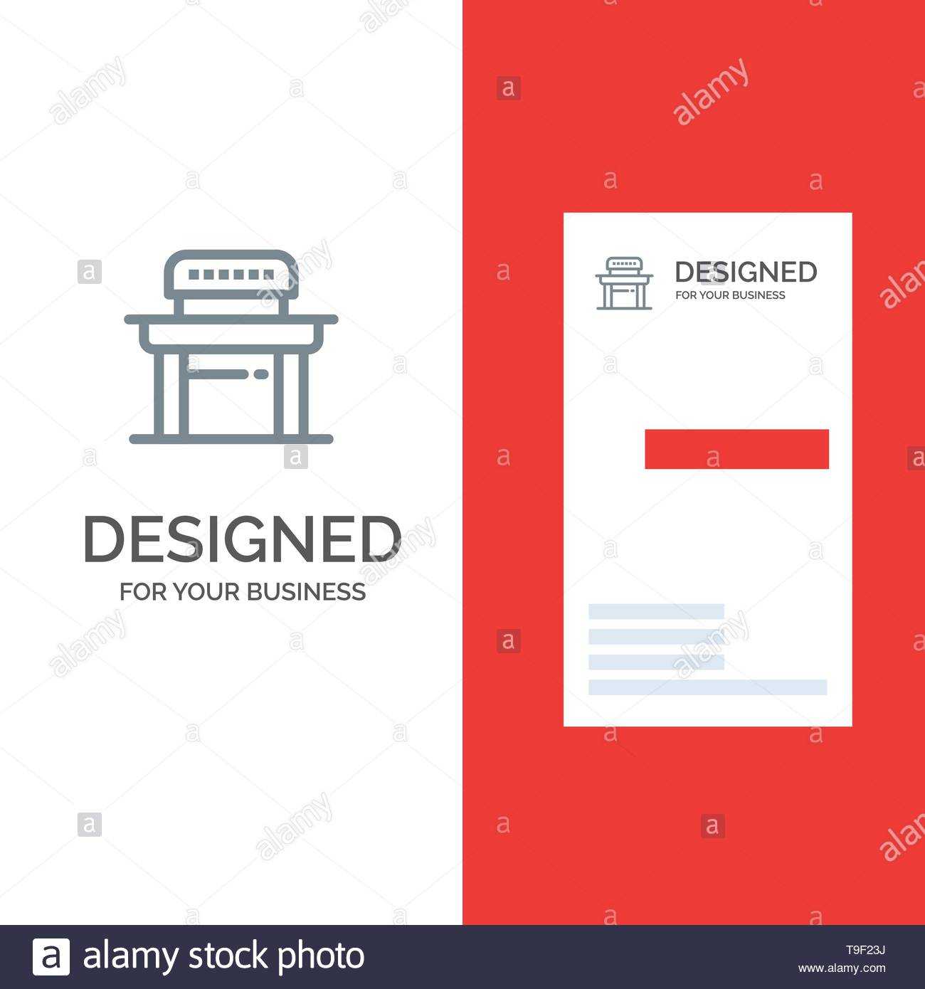 Desk, Student, Chair, School Grey Logo Design And Business For Student Business Card Template