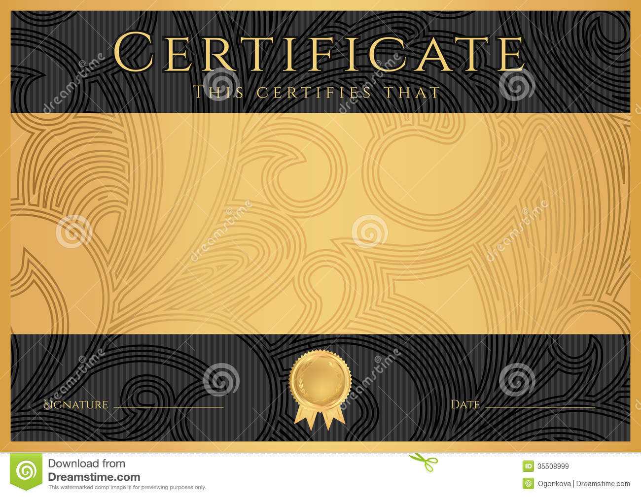 Diploma / Сertificate Award Template. Black Stock Vector With Regard To Scroll Certificate Templates