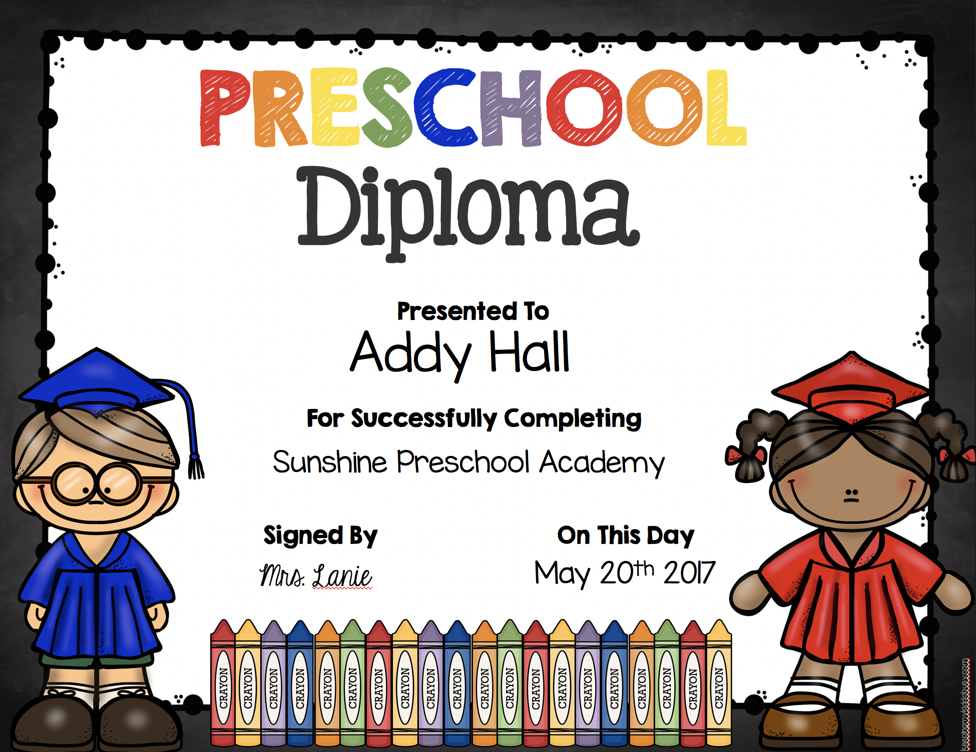 Diploma For Preschool – Falep.midnightpig.co With Preschool Graduation Certificate Template Free