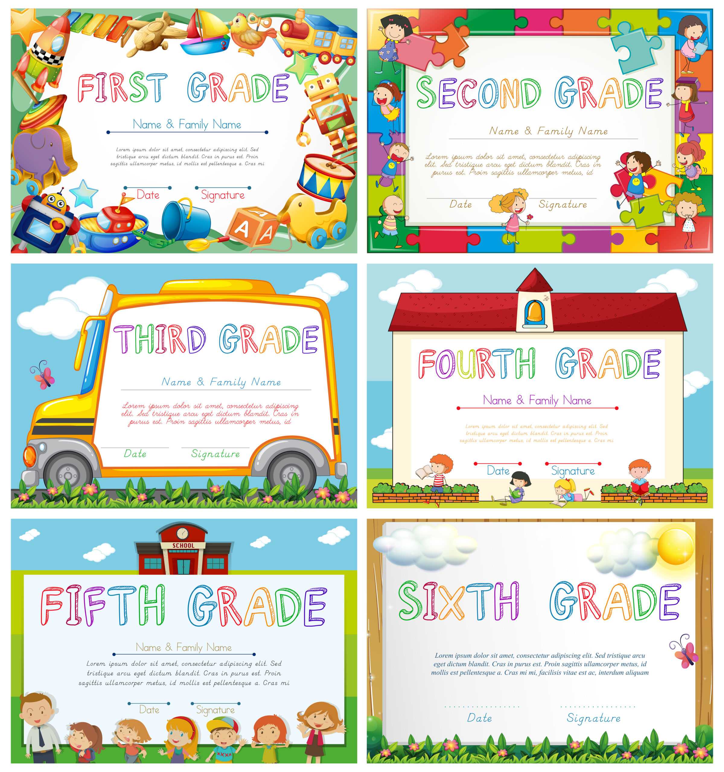 Diploma Templates For Primary School – Download Free Vectors Intended For 5Th Grade Graduation Certificate Template