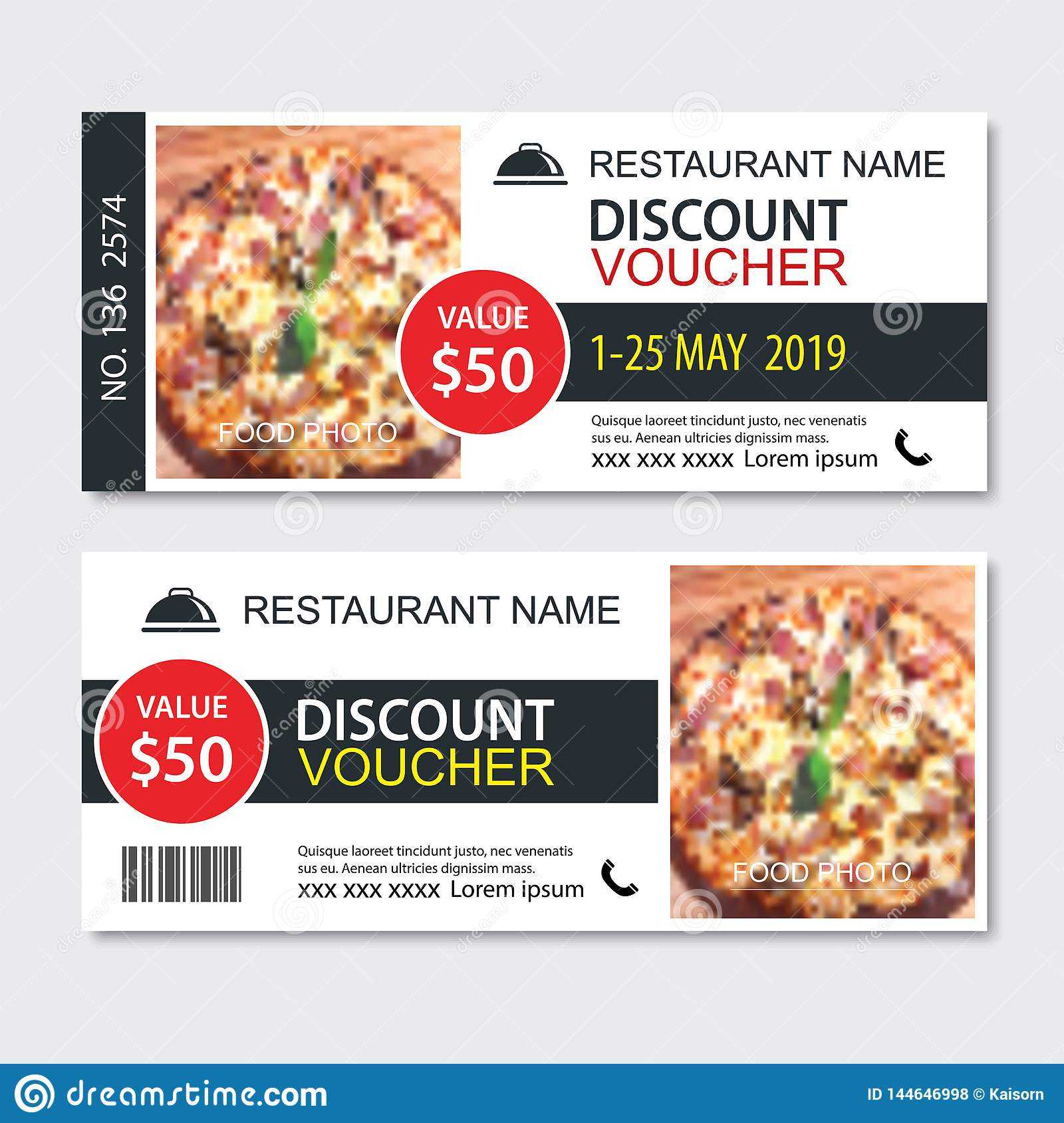 Discount Gift Voucher Fast Food Template Design. Pizza Set With Pizza Gift Certificate Template