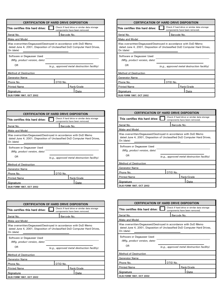 Dla Form 2500 – Fill Online, Printable, Fillable, Blank With Hard Drive Destruction Certificate Template