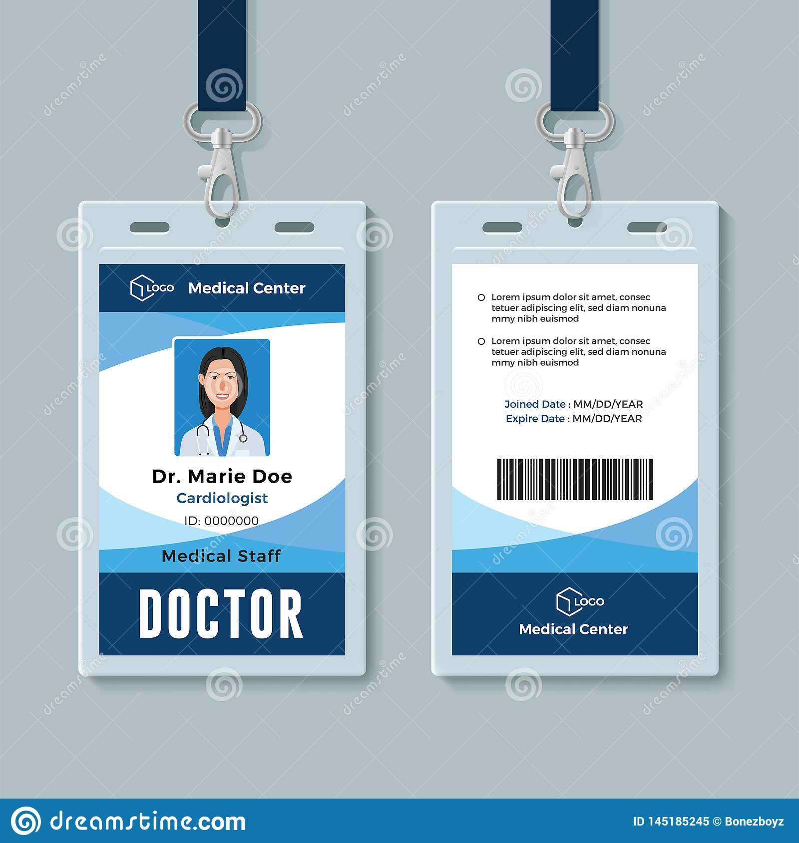 Doctor Id Badge. Medical Identity Card Design Template Stock In Hospital Id Card Template