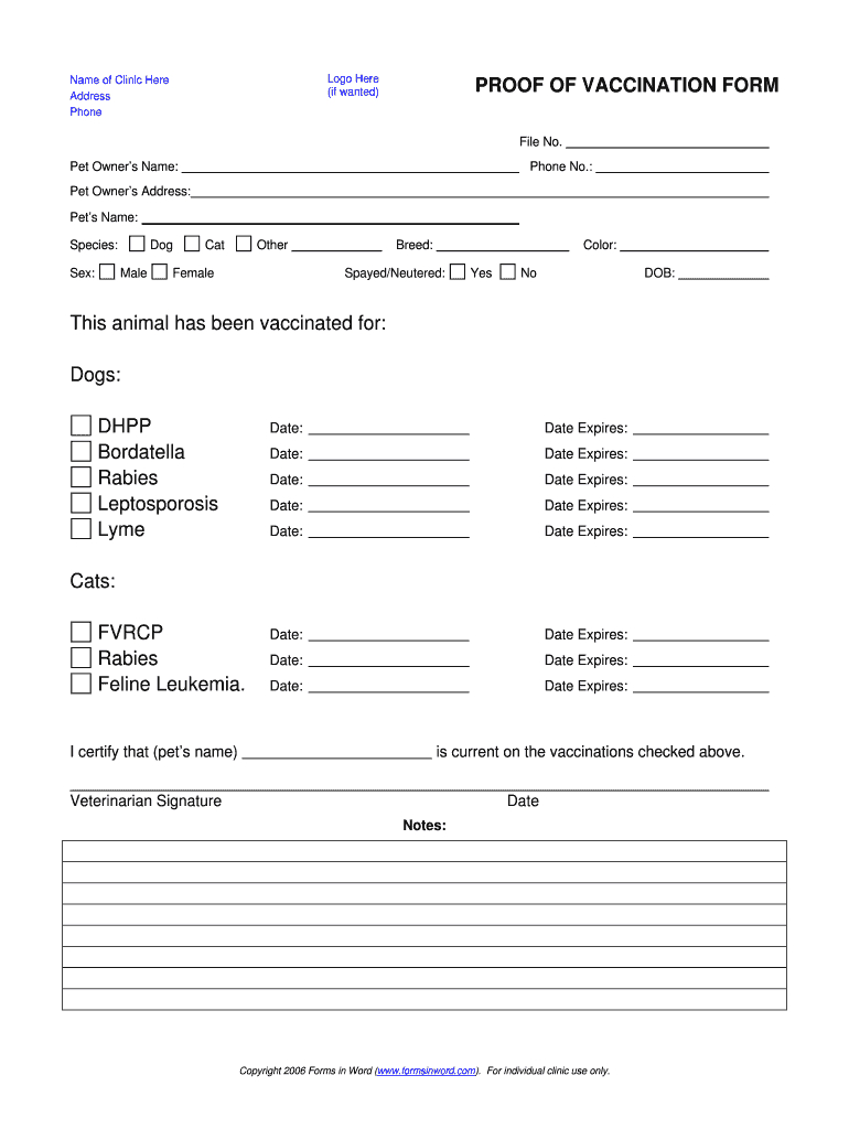 Dog Shot Record Template – Fill Online, Printable, Fillable In Certificate Of Vaccination Template