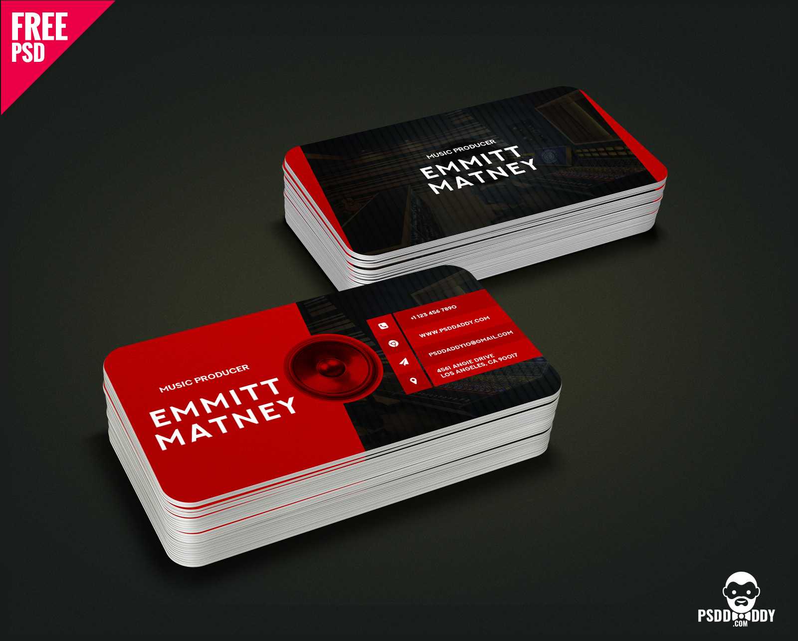 Download] Music Visiting Card Free Psd | Psddaddy Intended For Templates For Visiting Cards Free Downloads