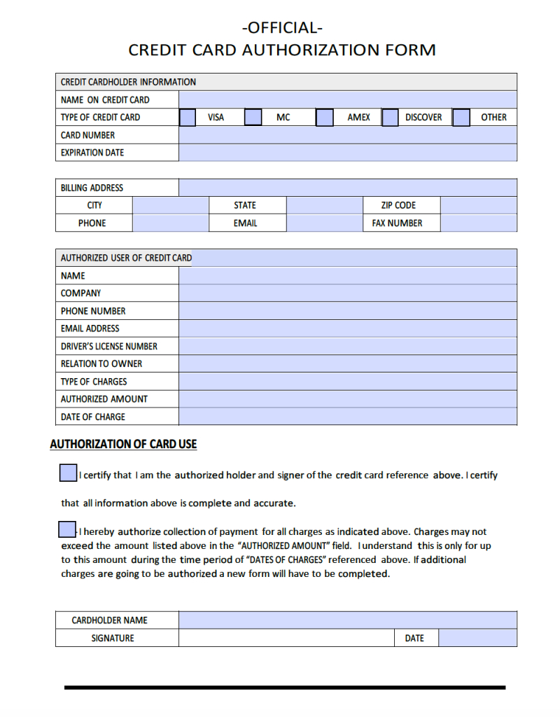 Download Sample Credit Card Authorization Form Template Regarding Credit Card Payment Form Template Pdf