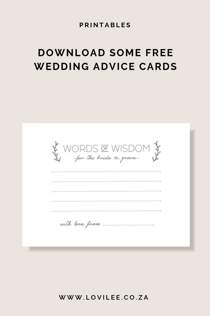 Download Your Free Wedding Advice Cards Printable | Lovilee With Marriage Advice Cards Templates