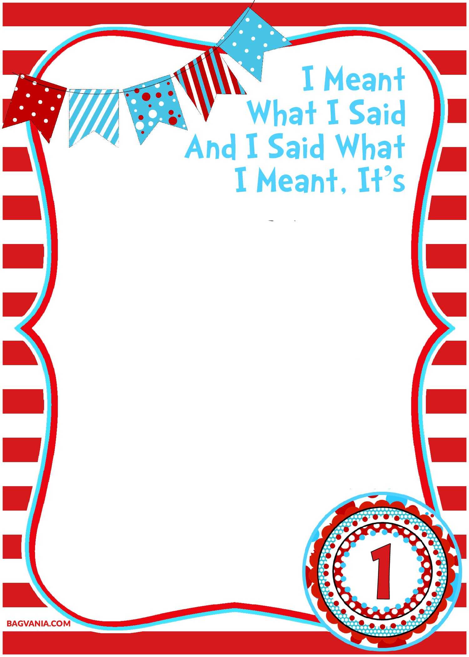 √ Free Printable Dr Seuss Birthday Invitations Pertaining To Dr Seuss Birthday Card Template