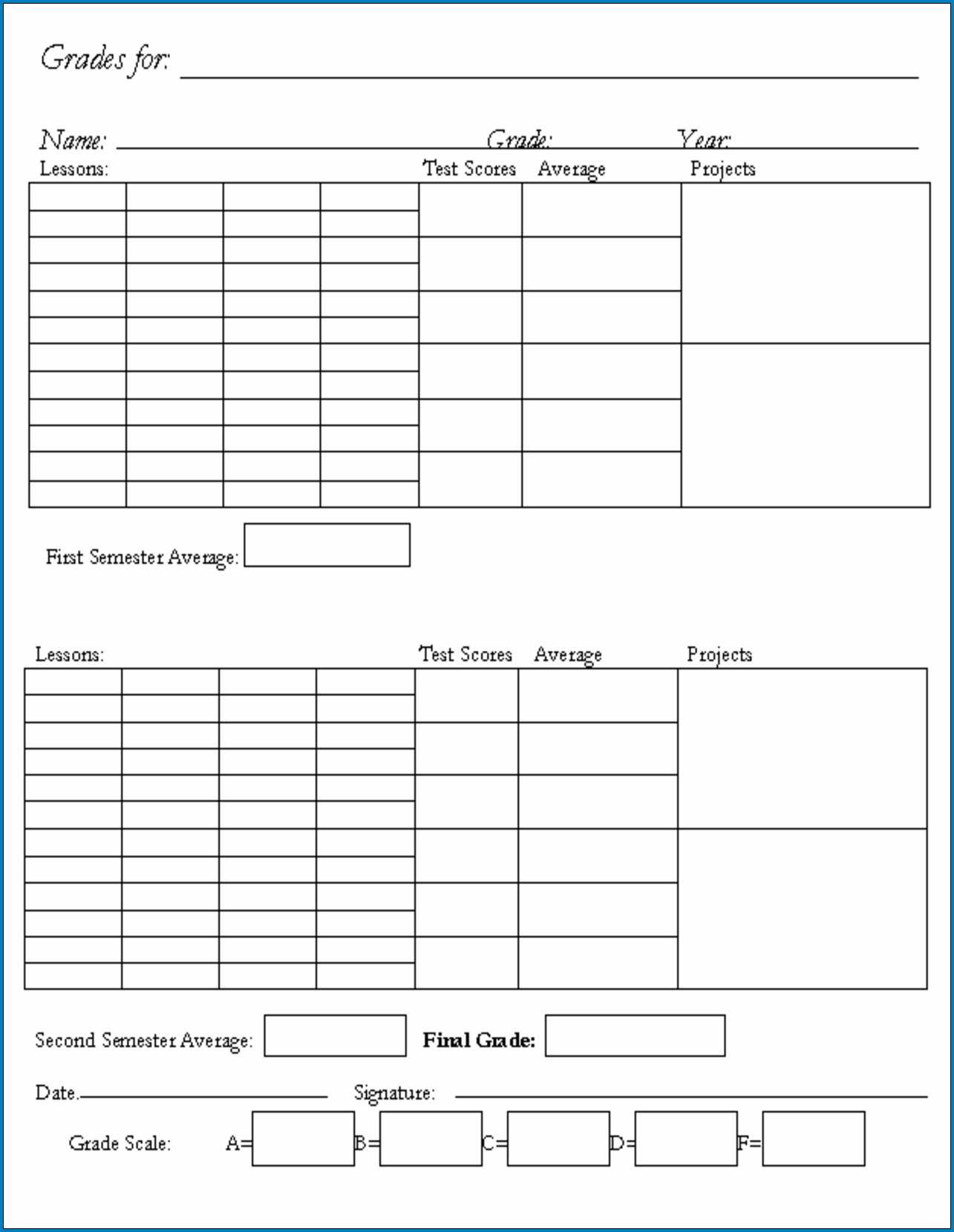 √ Free Printable Homeschool Report Card Template | Templateral For Blank Report Card Template