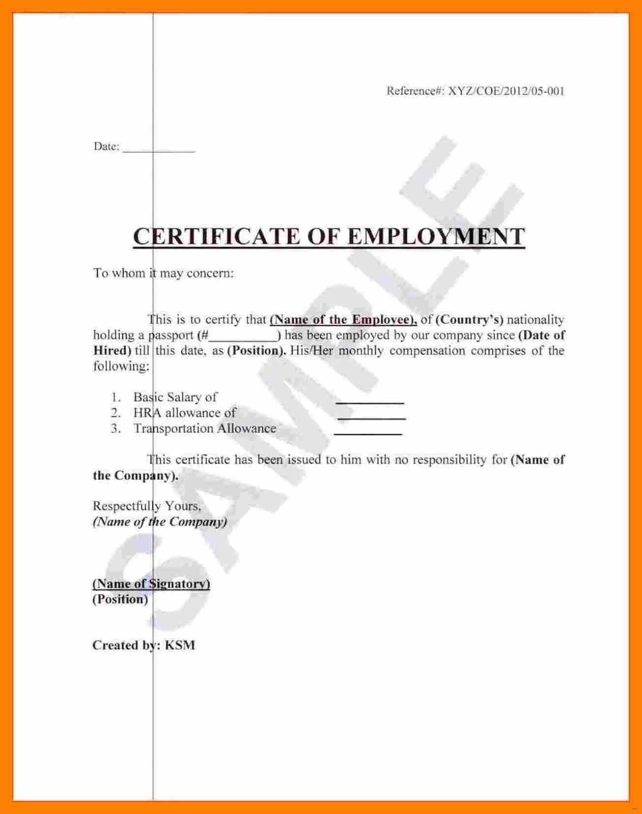 ❤️ Free Printable Certificate Of Employment Form Sample Inside Small Certificate Template